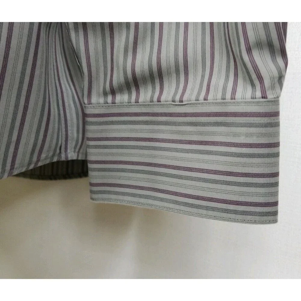 Murano Long Sleeve Dress Casual Shirt Mens 17.5 Neck Gray Purple 23" Chest - Picture 4 of 9